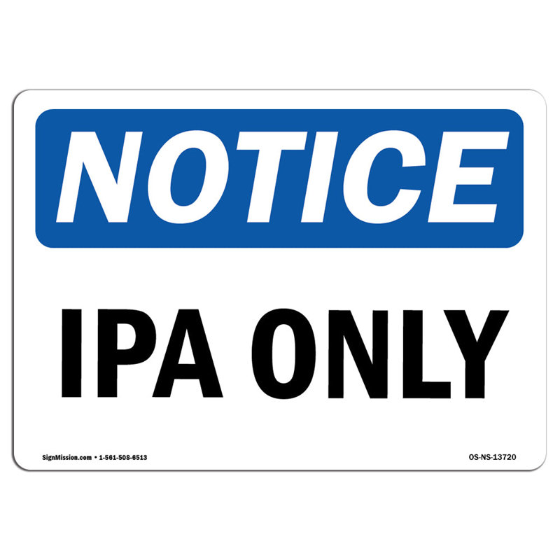 Plaque IPA en aluminium 12 x 18