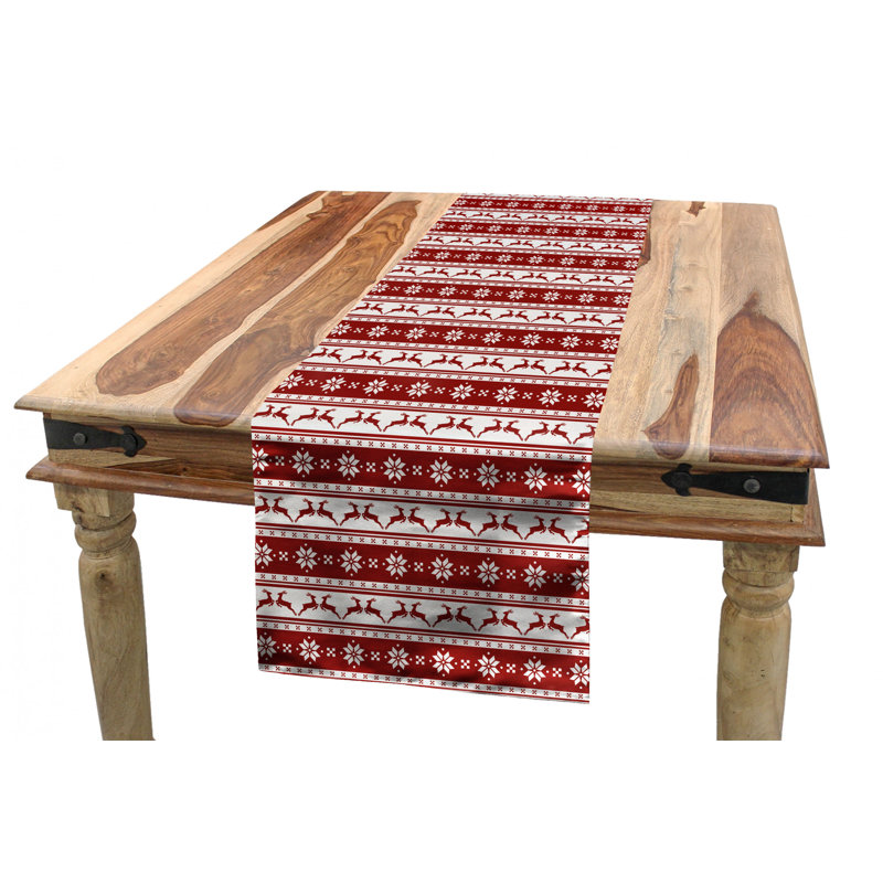 Geometric Christmas Table Runner, 16'' D x 90'' L, Forest Green 1