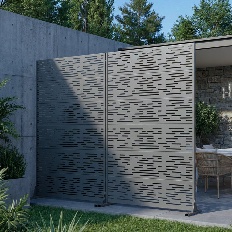 Panneau de clôture en métal pour l'extérieur, Gris, H 72 po x l 47 po x P 16 po