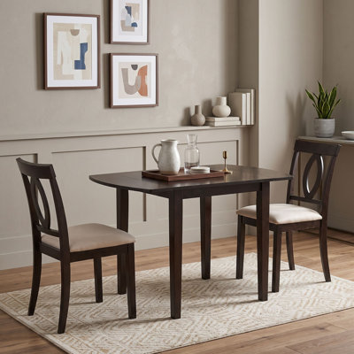 Ensemble de table de salle à manger ovale extensible à abattants 3 pièces avec 2 chaises rembourrées