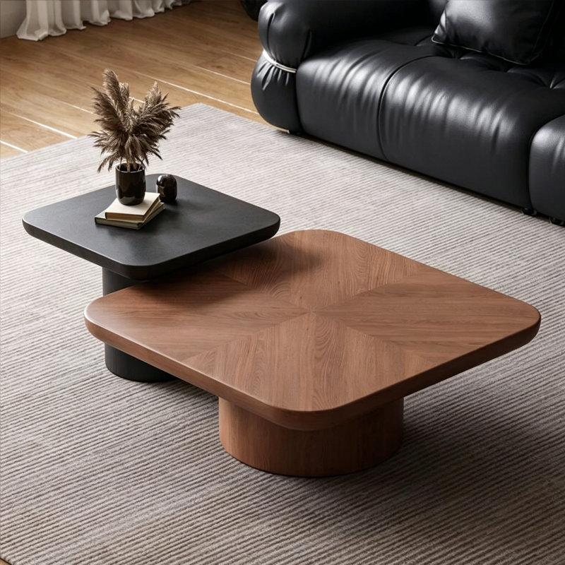 Medieval-style wooden square coffee table