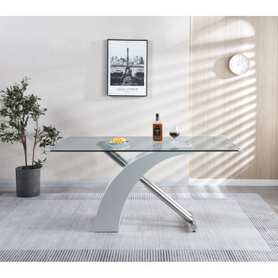 Table de salle à manger élégante, table de salle à manger luxueuse avec plateau en verre, design moderne pour votre maison (2 couleurs)