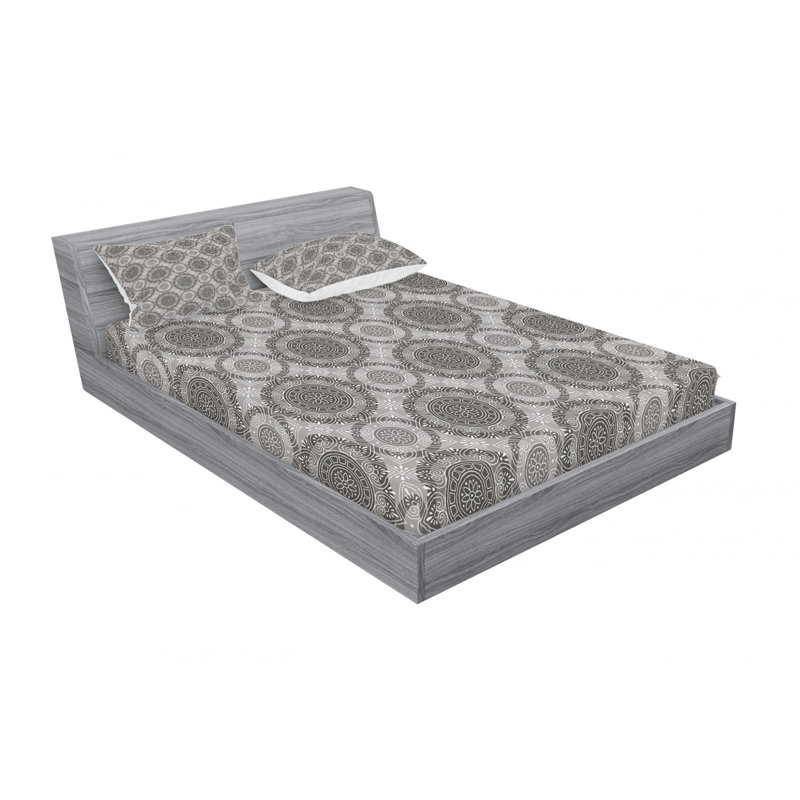 Microfiber Geometric Sheet Set, Queen Sheet Set with Fitted Sheet