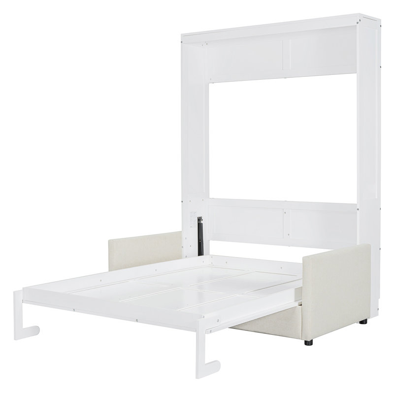 Lit escamotable mural Murphy avec coussin, Double, Blanc