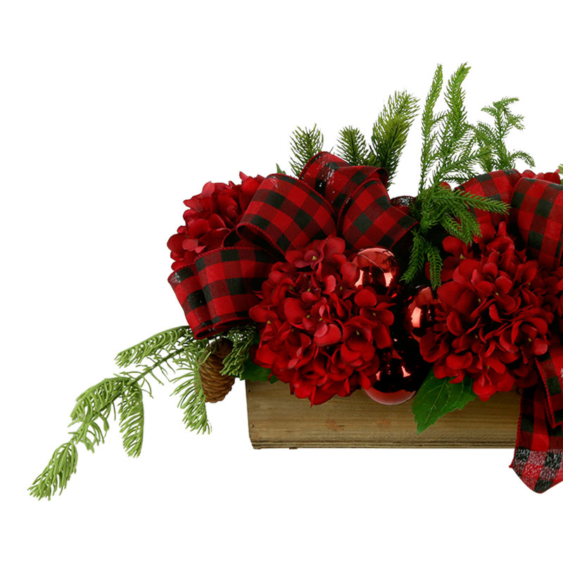 Hydrangea And Evergreen Centerpiece