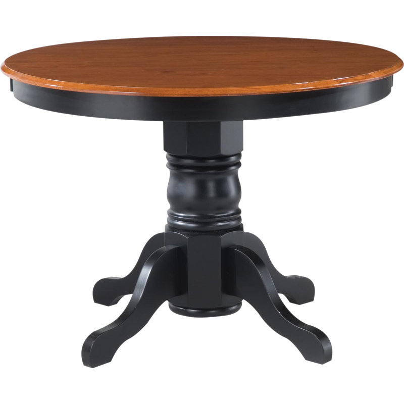 Standridge Round Solid Wood Dining Table, Black / Oak