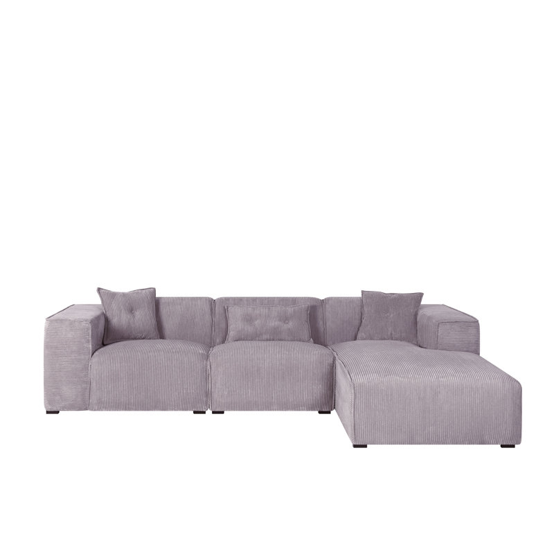 Wanatah 4 Seater Corduroy Sofa & Chaise, Grey