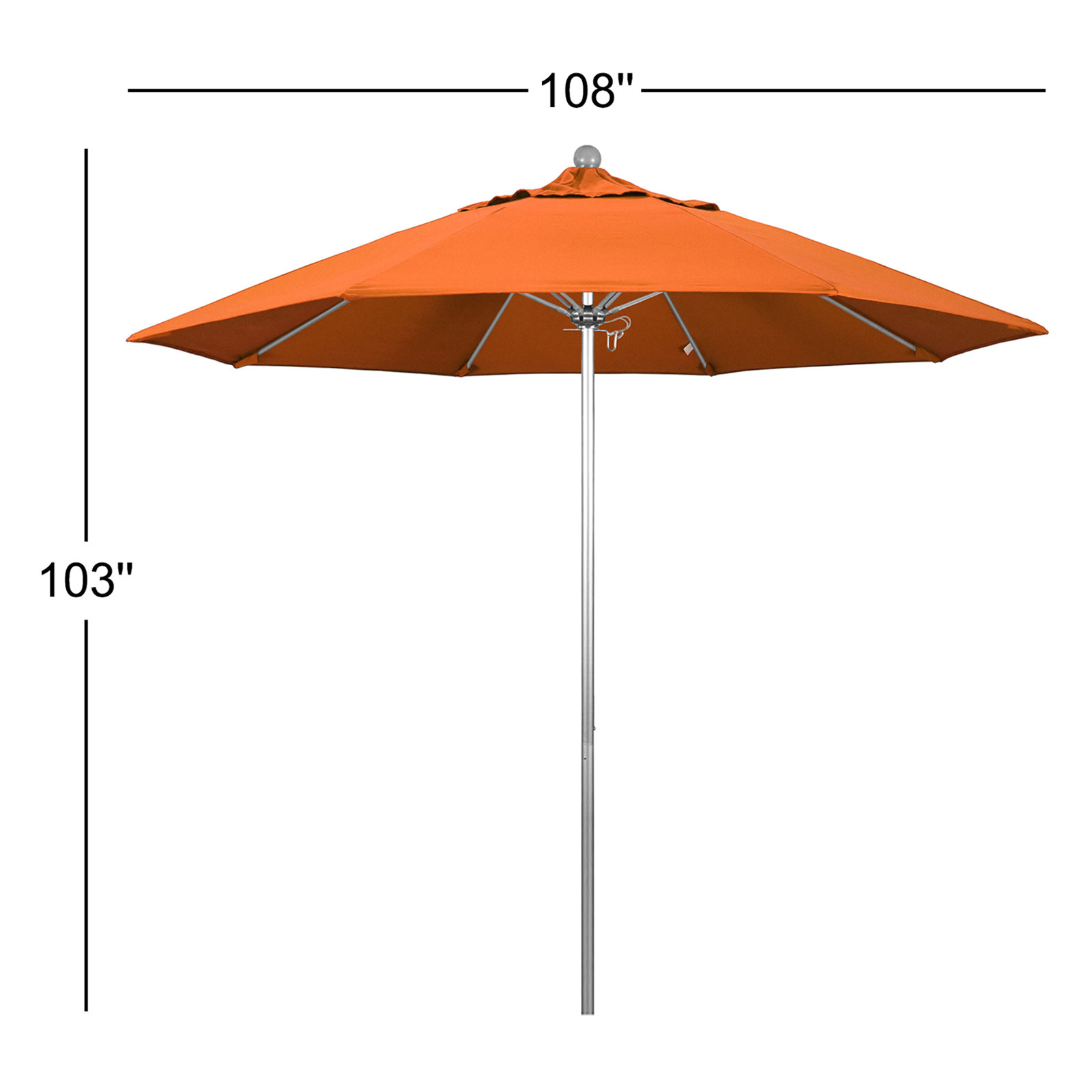 Maria 108'' Sunbrella® Outdoor Umbrella, Canvas Melon Sunbrella® Canvas, Silver