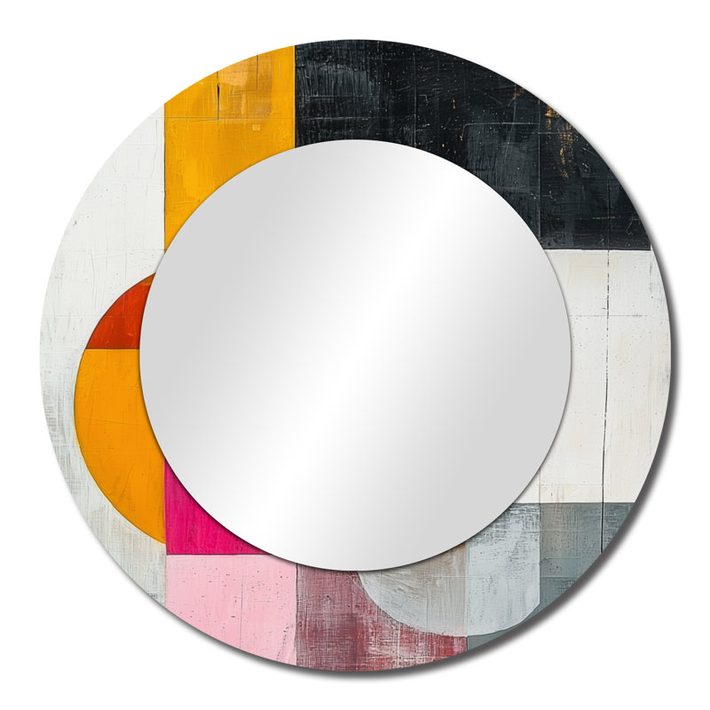 Geometric Gold Pink And Grey Pure Form I - Modern Mirror Wall Decor - Printed On Metal, 23" x 23"
