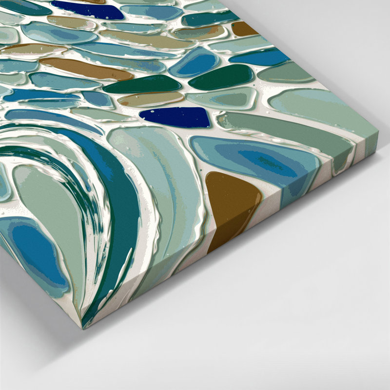 Art mural sur toile vert, "Coastal Beach Glass Collection", H 12 po x l 12 po