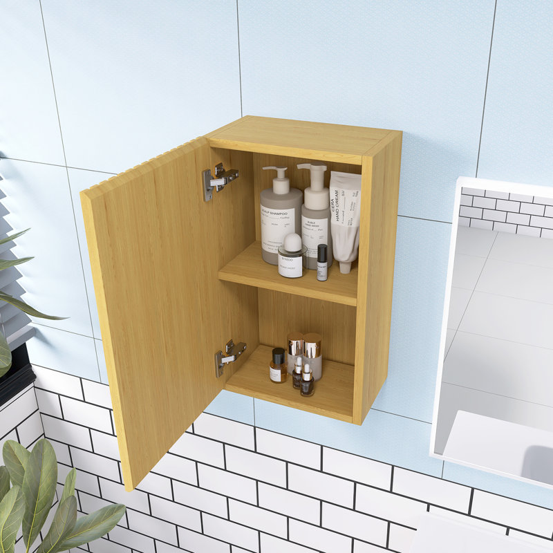 14 In. W X 12 In. D X 24 In. H Plywood Light Oak Linen Cabinet