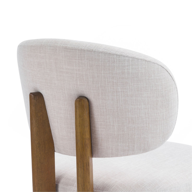 Chaises de salle à manger rembourrées beiges Mid-Century, 2, Noyer