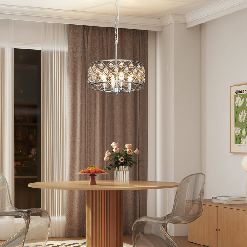 Crystal, Glass Flush Mount, Silver