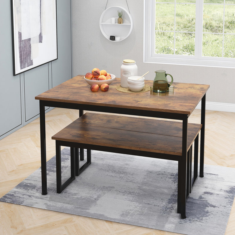 Belen 4 - Person Dining Set, Brown/Black, Brown, Black