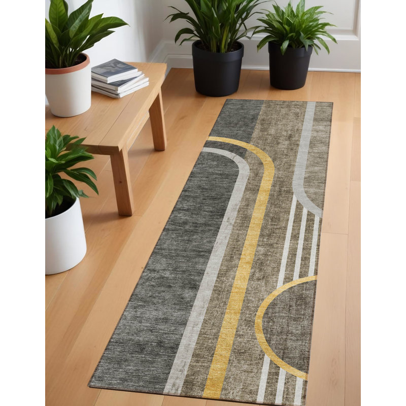 Tapis de couloir intérieur antidérapant 8 pi taupe et gris