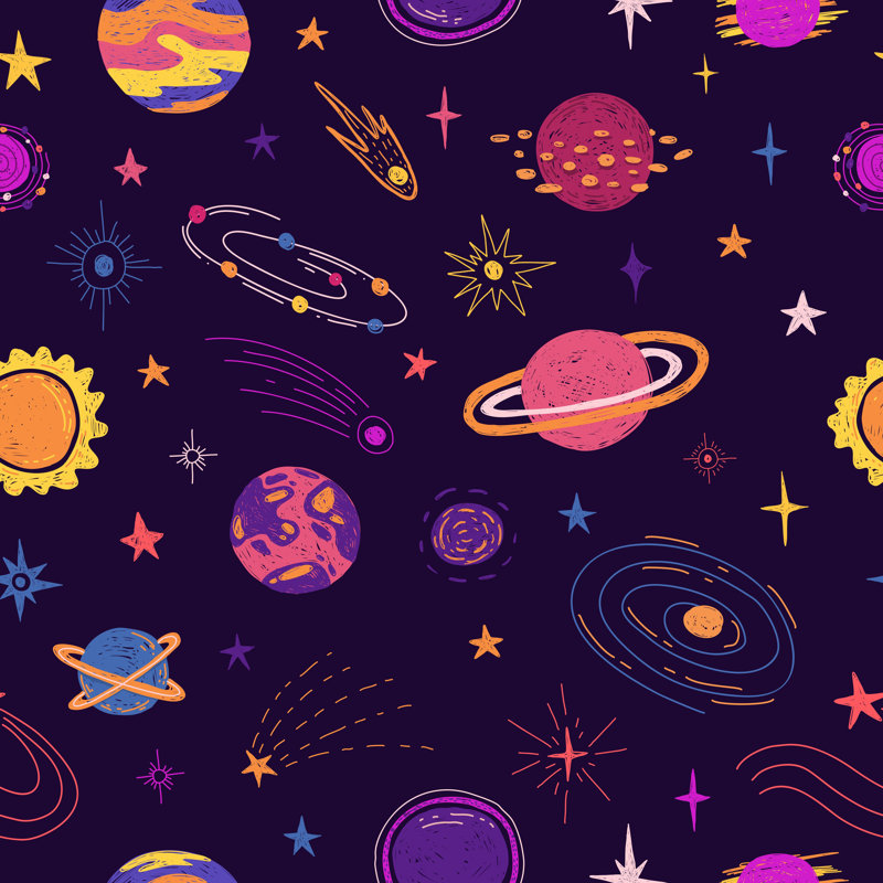 Planets Universe And Cosmic Star Peel And Stick Wallpaper, 16.67" L x 25" W