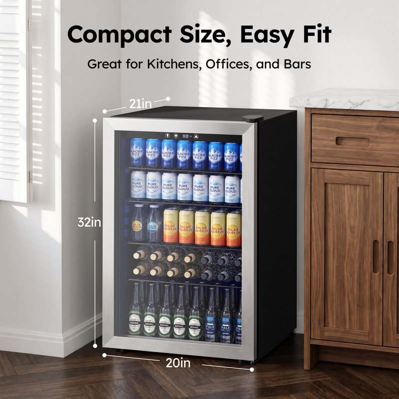 Simzlife 145 Cans 4.5 Cubic Feet Freestanding Beverage Refrigerator with Glass Door
