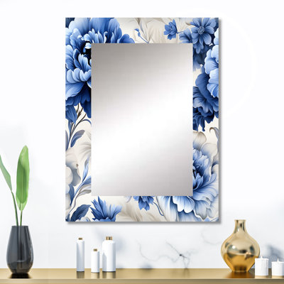 Motif victorien Lawler Regal bleu cobalt victorien - grand miroir floral, décor de miroir mural Cottage