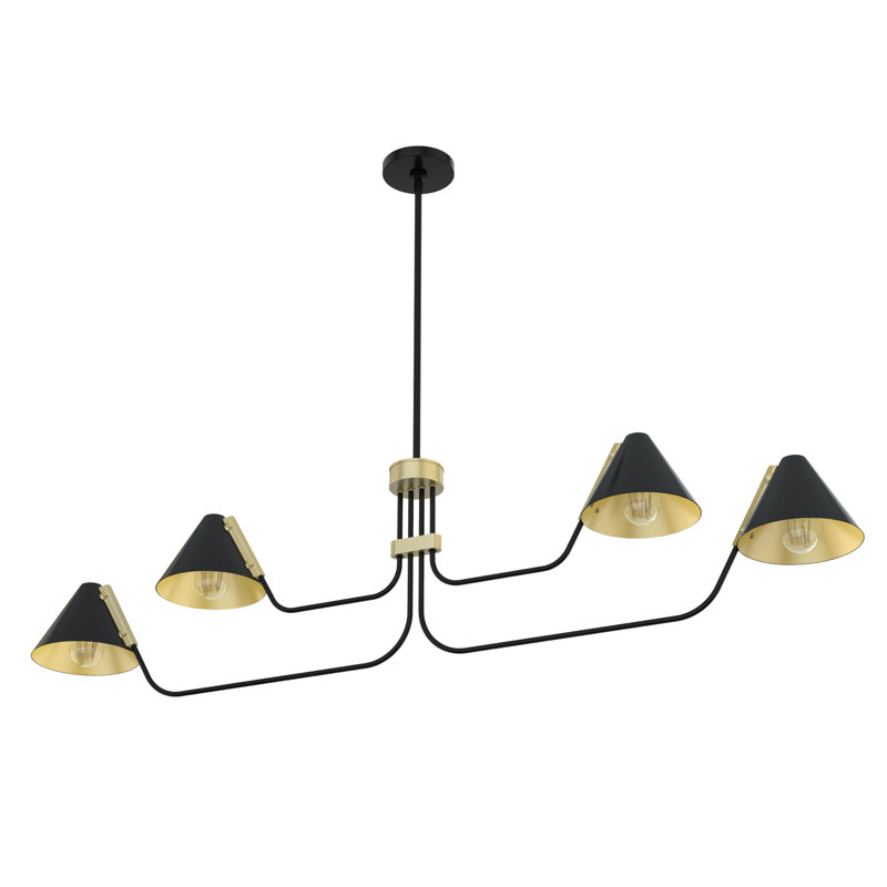 Lustre géométrique unique à 4 lumières Grove Isle, Noir