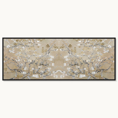 Vincent Van Gogh " Large Floral and Botanical Van Gogh in Gold Blossoms Inspiration Twin, French Country Gold " Graphic Art Print