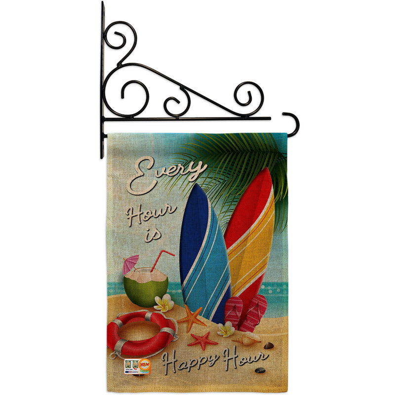 Beach chaque heure, ensemble de 2 côtés en polyester 19 po x 13 po drapeau de jardin