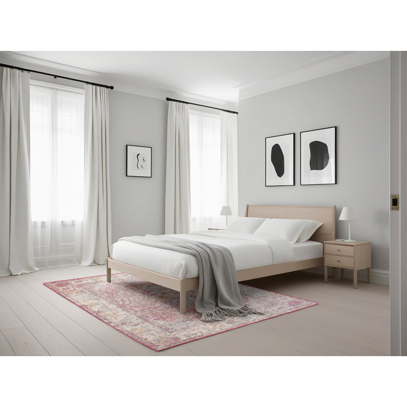 Tapis de zone rose contemporaine, Rectangle 5 pi x 7 pi