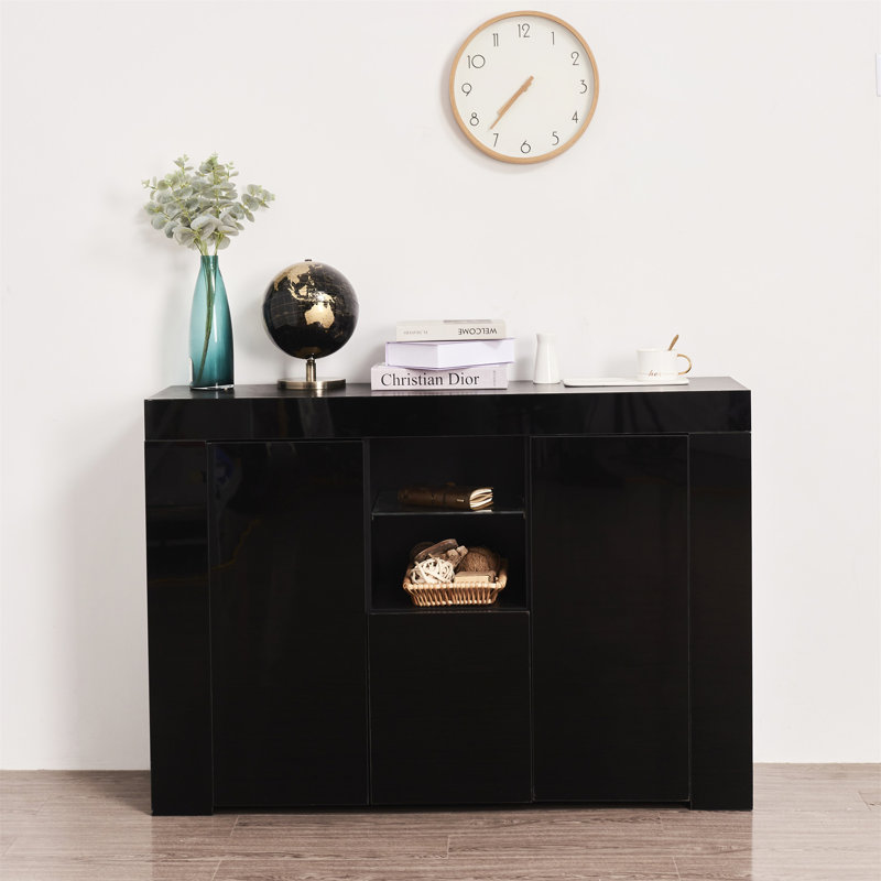 Buffet de cuisine avec lumière DEL, Noir, noir, noir, noir