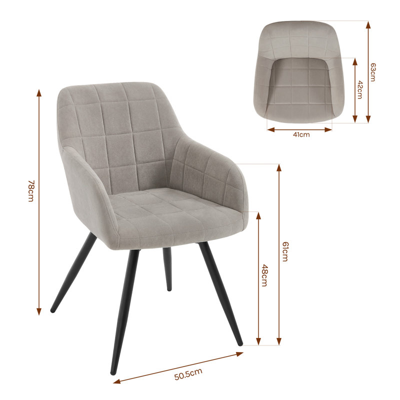 48cm H Velvet Upholstered Armchair, Light Gray