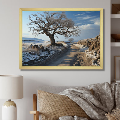 Paysage campagne d'hiver sur toile