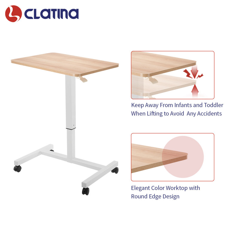 Adjustable Beige and White Laptop Standing Desk Cart