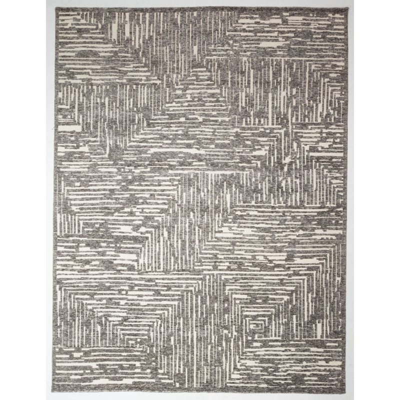 Tapis rectangulaire en laine noué à la main de couleur unie 9 pi 1 po x 12 pi Zarqa