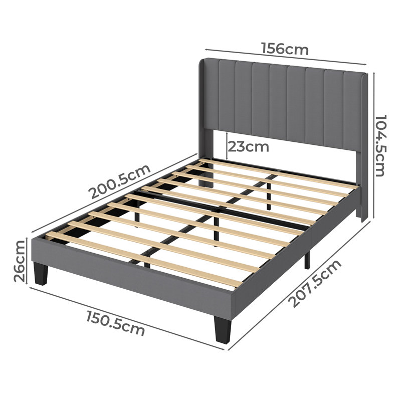 Upholstered Bed, Kingsize (5'), Grey
