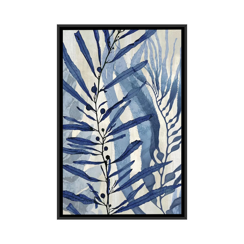 «Sea Nature in Blue II», reproduction d'art sur toile, H 26 po x l 18 po x P 1,5 po, Toile avec cadre noir, Pas de tapis