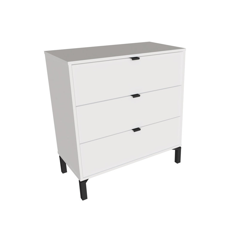Commode 3 tiroirs Lilieth, Blanc
