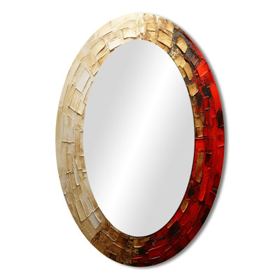 Gold Red Minimalism Spiral Poteries - Gold Modern Oval Wall Mirror