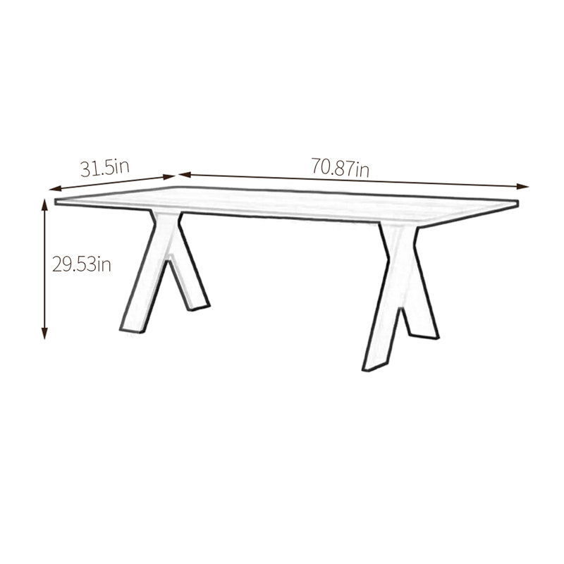Menides Ash Solid Wood Dining Table, 31.5" W x 70.87" L, Burly Wood