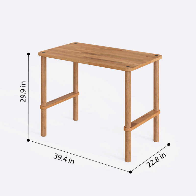 Pasific Solid Wood Work Desk in Solid Beech Wood for Study or Office, 29.9'' H x 39.4'' W x 22.8'' D