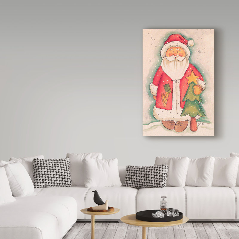 « père noël avec une arbre », art sur toile, H 24 po x l 16 po x P 2 po