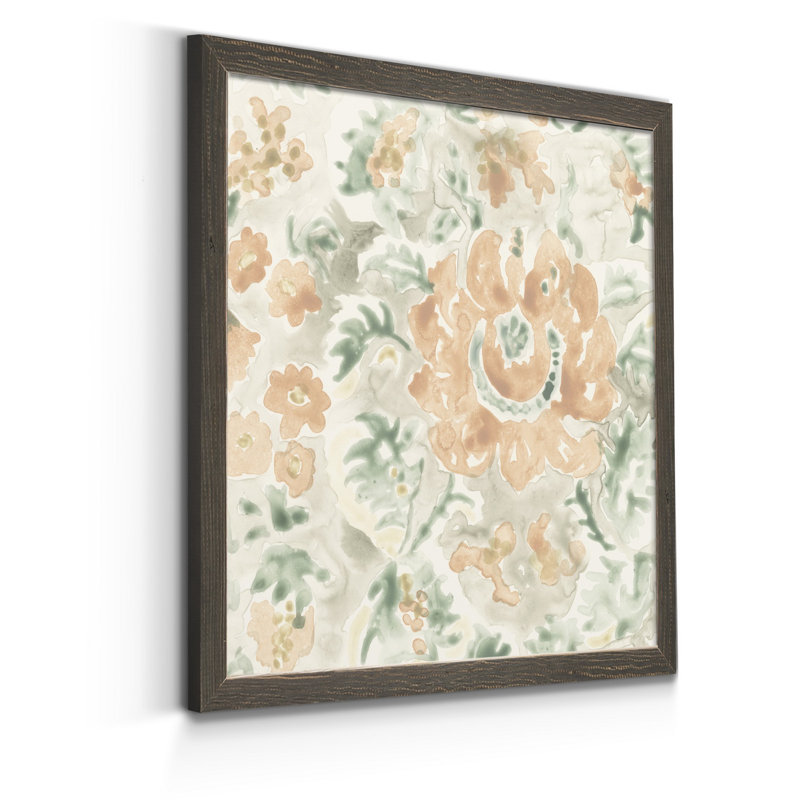 Tuile de jardin terre cuite, H 21 po x l 21 po x P 1 po, Toile avec cadre gris