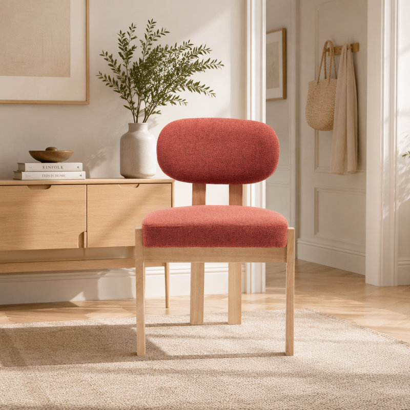 Ensemble de 2 chaises de salle à manger modernes en bois avec dossier ergonomique, Orange foncé, Orange foncé