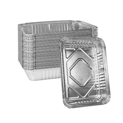 Ecoquality 50-Pack 2.5 Lb Shallow Oblong Aluminum Take-Out Baking Pans For Roasting, Reheating And Catering (300)