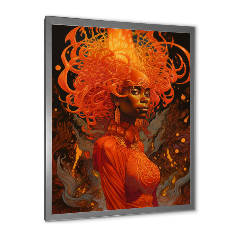 Princesse flamande tribale d'Afrique I, H 40 po x l 30 po x P 1,5 po, Cadre simple argenté