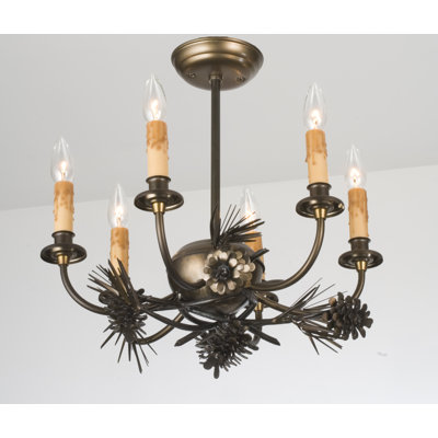 Lustre classique / traditionnel à 6 lumières de style bougie Woodland Pine