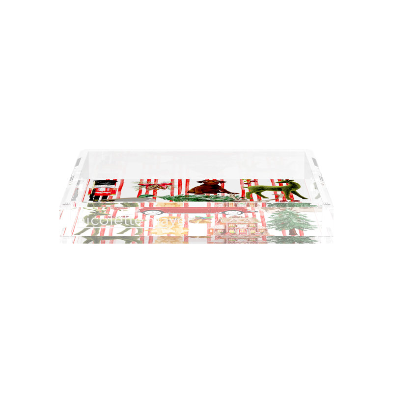 Acrylic Decorative Tray, Stripe, 12"W x 12"D x 2"H