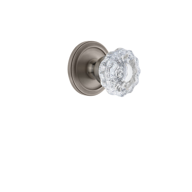 Rosace double avec bouton de porte en cristal Grandeur Circulaire Rosette, Étain antique