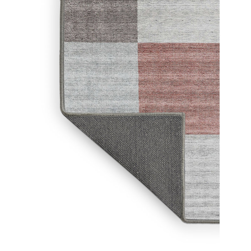 Tapis gris/rose/rouge contemporain, Rectangle 4 pi x 6 pi