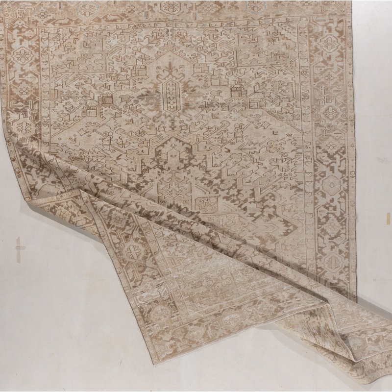 Tapis beige vintage en laine Heriz Vintage 8 pi 8 po x 11 pi 7 po