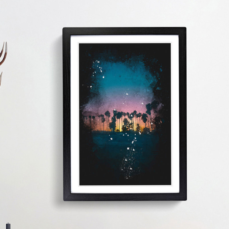 Palm Trees in Santa Barbara - Picture Frame Graphic Art Print, Black Framed, 33cm H x 24cm W x 2cm D