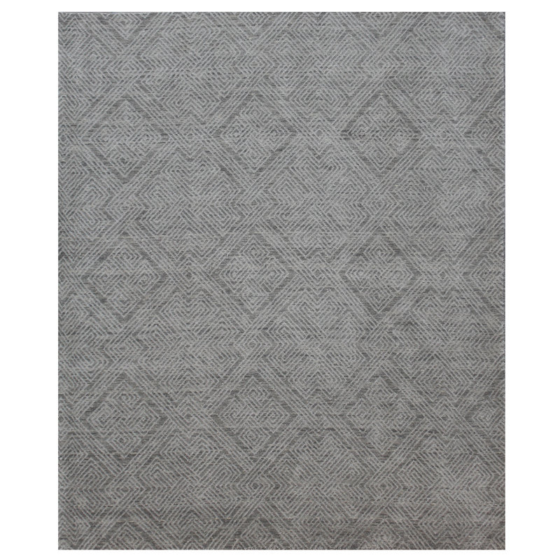 Tapis gris en laine fait à la main Abigael, Rectangle 6 pi x 9 pi