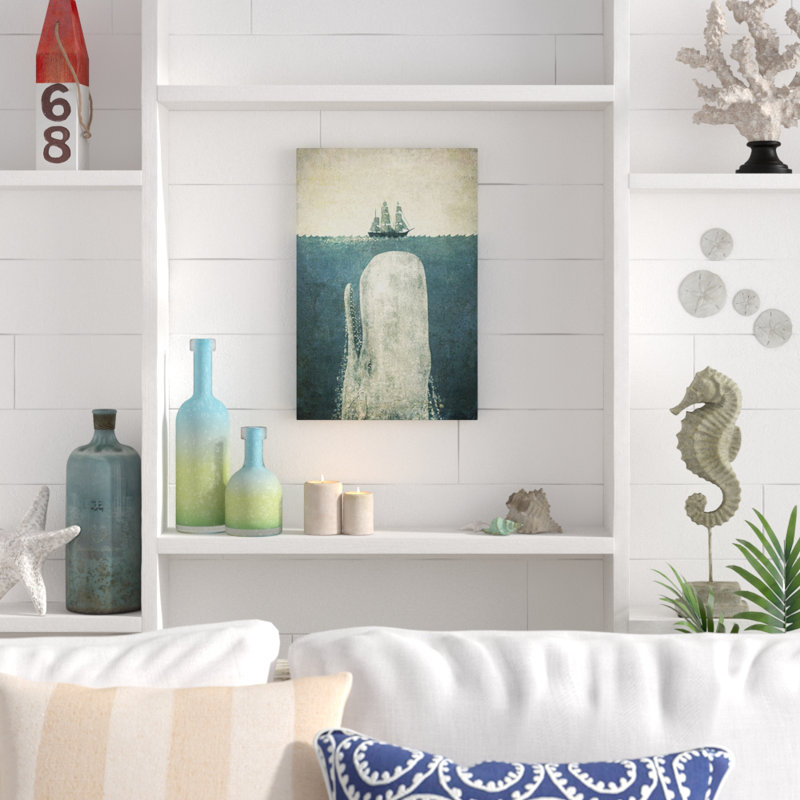 " White Whale " by Terry Fan, 26" H x 18" W x 1.5" D, White Framed Canvas